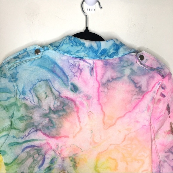 RARE UNIF I Dye Rainbow Neoprene Moto Jacket - Picture 7 of 16